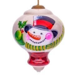 5” Winter Wonderland Snowman Hand Painted Mouth Blown Glass Hanging Christmas Ornament
