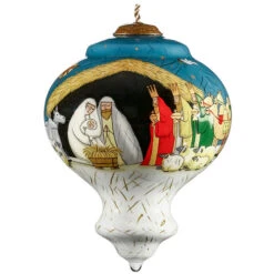 5" Nativity Religious Christmas Glass Hanging Ornament