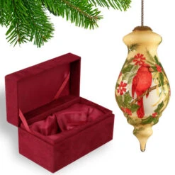 6" Merry Christmas Cardinal Spire Shaped Glass Ornament -Ornaments Store dacf 1812022 3 91659.1601516025