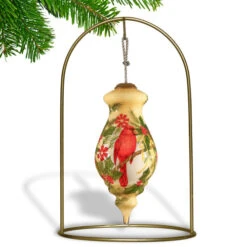 6" Merry Christmas Cardinal Spire Shaped Glass Ornament -Ornaments Store dacf 1812022 5 34926.1601516027