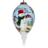 6" Hand Painted Mouth Blown Glass Snowman Finial Christmas Ornament