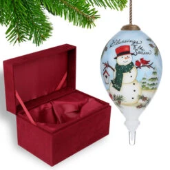 6" Hand Painted Mouth Blown Glass Snowman Finial Christmas Ornament -Ornaments Store dacf 1911041 03 22900.1601516019
