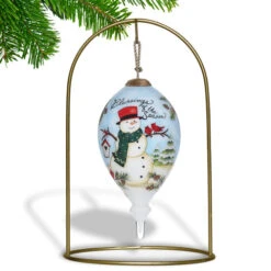 6" Hand Painted Mouth Blown Glass Snowman Finial Christmas Ornament -Ornaments Store dacf 1911041 4 67089.1601516020
