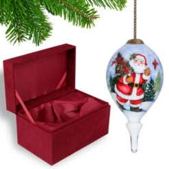 3.75” Red And White Santa Claus Hand Painted Mouth Blown Glass Hanging Christmas Ornament -Ornaments Store dacf 1911047 3 62622.1601516025