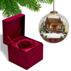 3" Christmas At The Cabin Glass Ball Hanging Ornament -Ornaments Store dacf 1911075 3 62263.1601516024