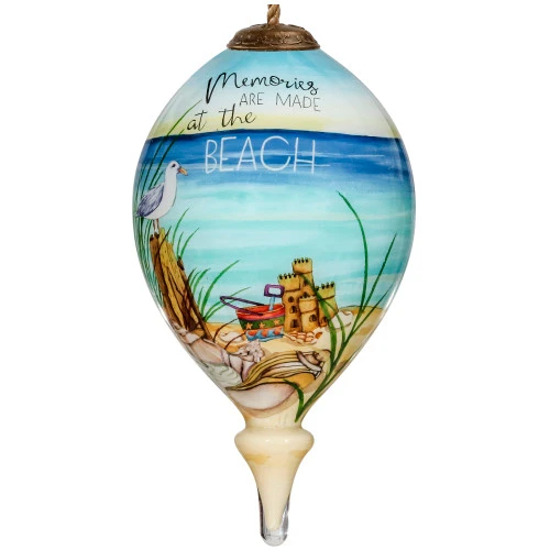 4.75” Ivory And Blue Beach Glass Hanging Christmas Ornament 3 4.75” Ivory And Blue Beach Glass Hanging Christmas Ornament