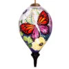 6” Multi-Color Butterfly Hand Painted Mouth Blown Glass Hanging Christmas Ornament