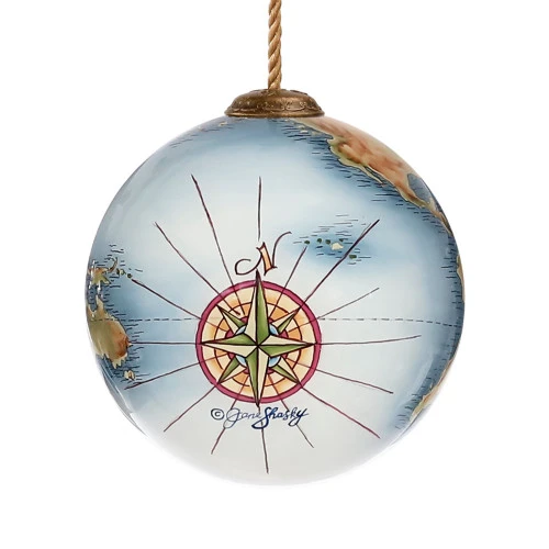 3” Globe Come With Me Hand Painted Christmas Ornament 4 3” Globe Come With Me Hand Painted Christmas Ornament - Image 2