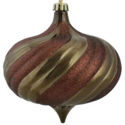 4ct Mocha Brown Swirl Shatterproof 2-Finish Onion Drop Christmas Ornaments 5.75" (150mm) -Ornaments Store dak cop10282 4chl 3 69815.1599354339