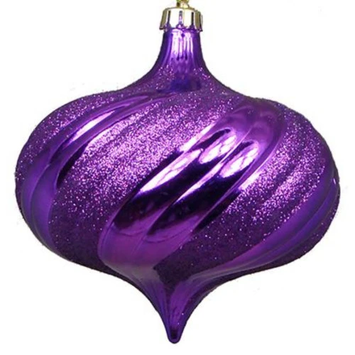 4ct Purple Swirl Shatterproof 2-Finish Onion Drop Christmas Ornaments 5.75" (150mm) 4 4ct Purple Swirl Shatterproof 2-Finish Onion Drop Christmas Ornaments 5.75" (150mm) - Image 2