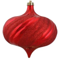 4ct Red Glitter Swirl Shiny Shatterproof Onion Drop Christmas Ornaments 5.75" (150mm) -Ornaments Store dak cop10282 4red 3 32705.1599354339