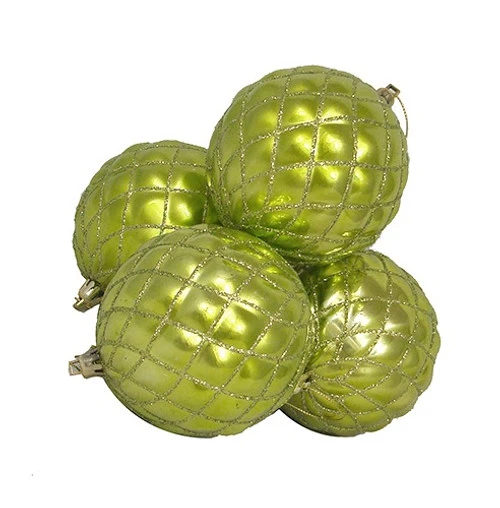 4ct Kiwi Green Shatterproof 2-Finish Christmas Ball Ornaments 3.75" (90mm) 4 4ct Kiwi Green Shatterproof 2-Finish Christmas Ball Ornaments 3.75" (90mm) - Image 2