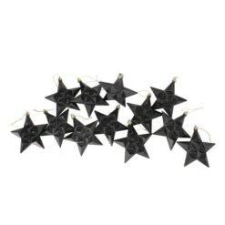 12ct Matte Jet Black Glittered Star Shatterproof Christmas Ornaments 5" -Ornaments Store dak cop10310 12blk 55005.1588397864