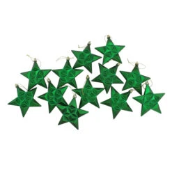 12ct Matte Xmas Green And Gold Glittered Star Shatterproof Christmas Ornaments 5" -Ornaments Store dak cop10310 12grn 13479.1665696787