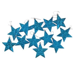 12ct Matte Turquoise Blue Glittered Star Shatterproof Christmas Ornaments 5" (127mm) -Ornaments Store dak cop10310 12trq 68828.1588397863