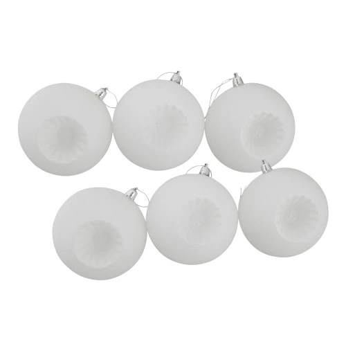 6ct Winter White Shatterproof Matte Christmas Ball Ornaments 4" (100mm) 4 6ct Winter White Shatterproof Matte Christmas Ball Ornaments 4" (100mm) - Image 2