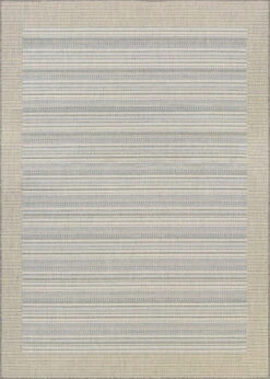 2.25' X 7.8' Ivory And Beige Striped Rectangular Outdoor Area Throw Rug Runner
