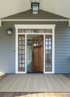 2.25' X 7.8' Ivory And Beige Striped Rectangular Outdoor Area Throw Rug Runner -Ornaments Store dcour 21583220023710u 4 99472.1664811138