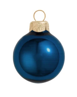 28ct Midnight Blue Shiny Glass Christmas Ball Ornaments 2" (50mm)