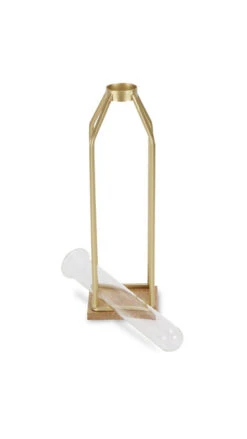 12.25" Gold And Brown Handmade Metal Lantern With Glass Tube Insert -Ornaments Store dcri 5483l gd 4 20319.1587644248