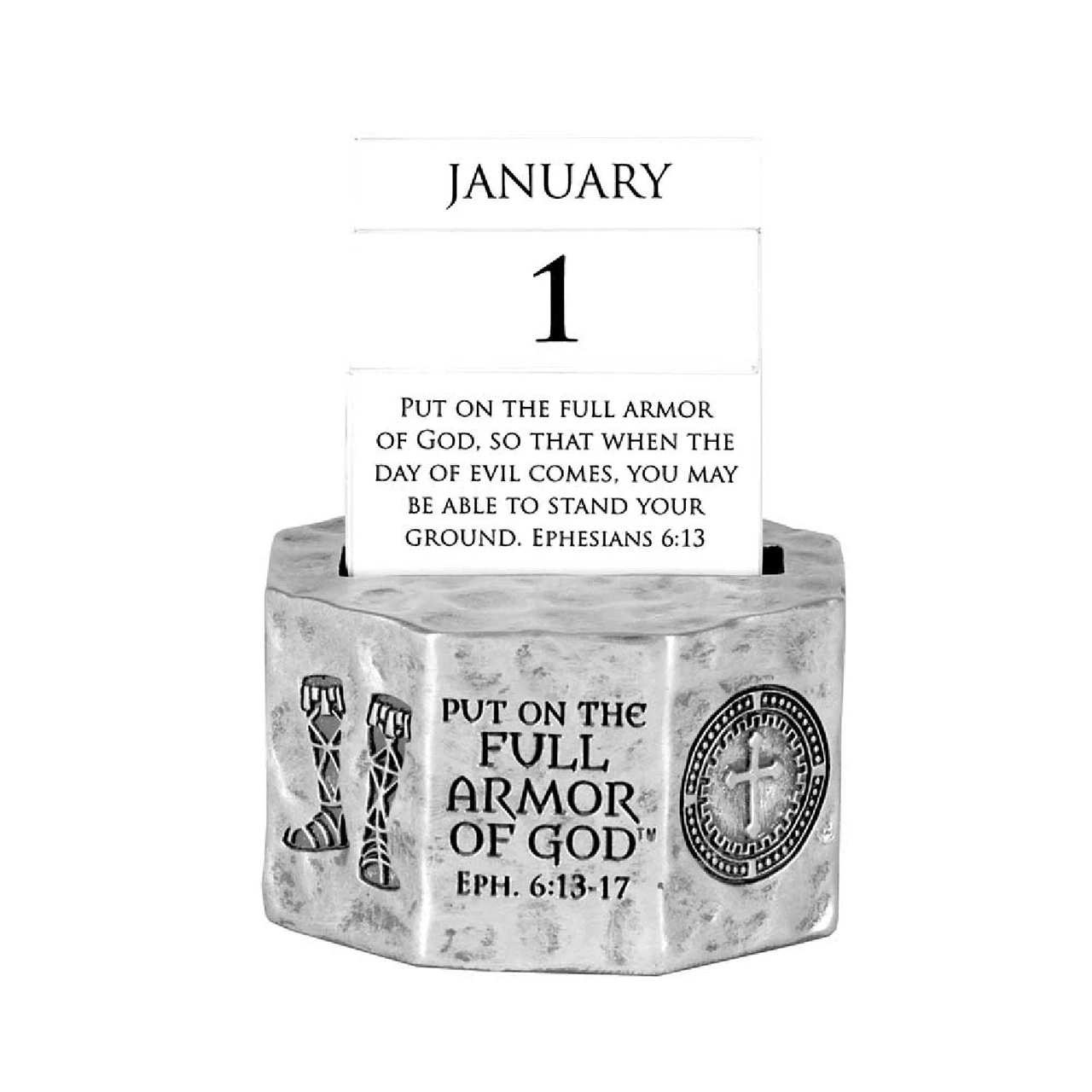 2.5” Gray Black “Put On The Full Armor Of God Eph. 13 - 17” Desktop Perpetual Calendar 3 2.5” Gray Black “Put On The Full Armor Of God Eph. 13 - 17” Desktop Perpetual Calendar