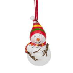 3" Mrs Snowman With Baby Christmas Ornament
