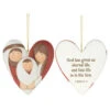 3.50'' White And Brown Holy Family Heart Shaped Ornament -Ornaments Store ddcks cho 8040 69803.1588357559