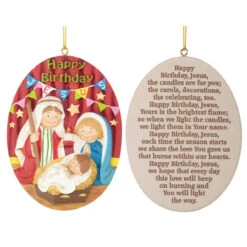 3.75'' Red And Blue Happy Birthday Jesus Ornament With Poem - 33474386