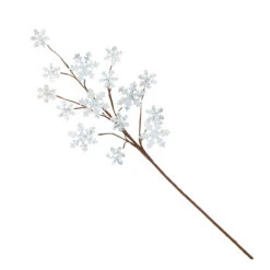 24" White And Brown Snowflake Outdoor Christmas Spray