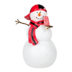 5.25" White And Red Snowman Boy With Cap Tabletop Christmas Figurine