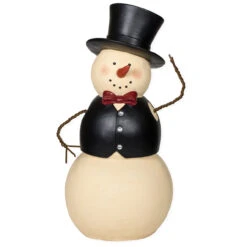 32" Ivory And Black Tipping Hat Oversized Snowman Figurine