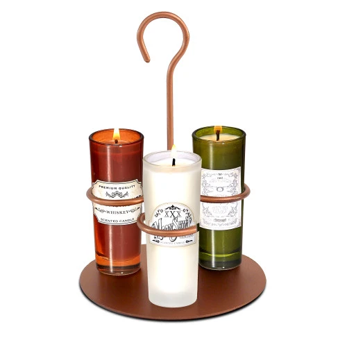 Set Of 4 Metal Copper Brown Triple Shot Candle Holders 8” 4 Set Of 4 Metal Copper Brown Triple Shot Candle Holders 8” - Image 2