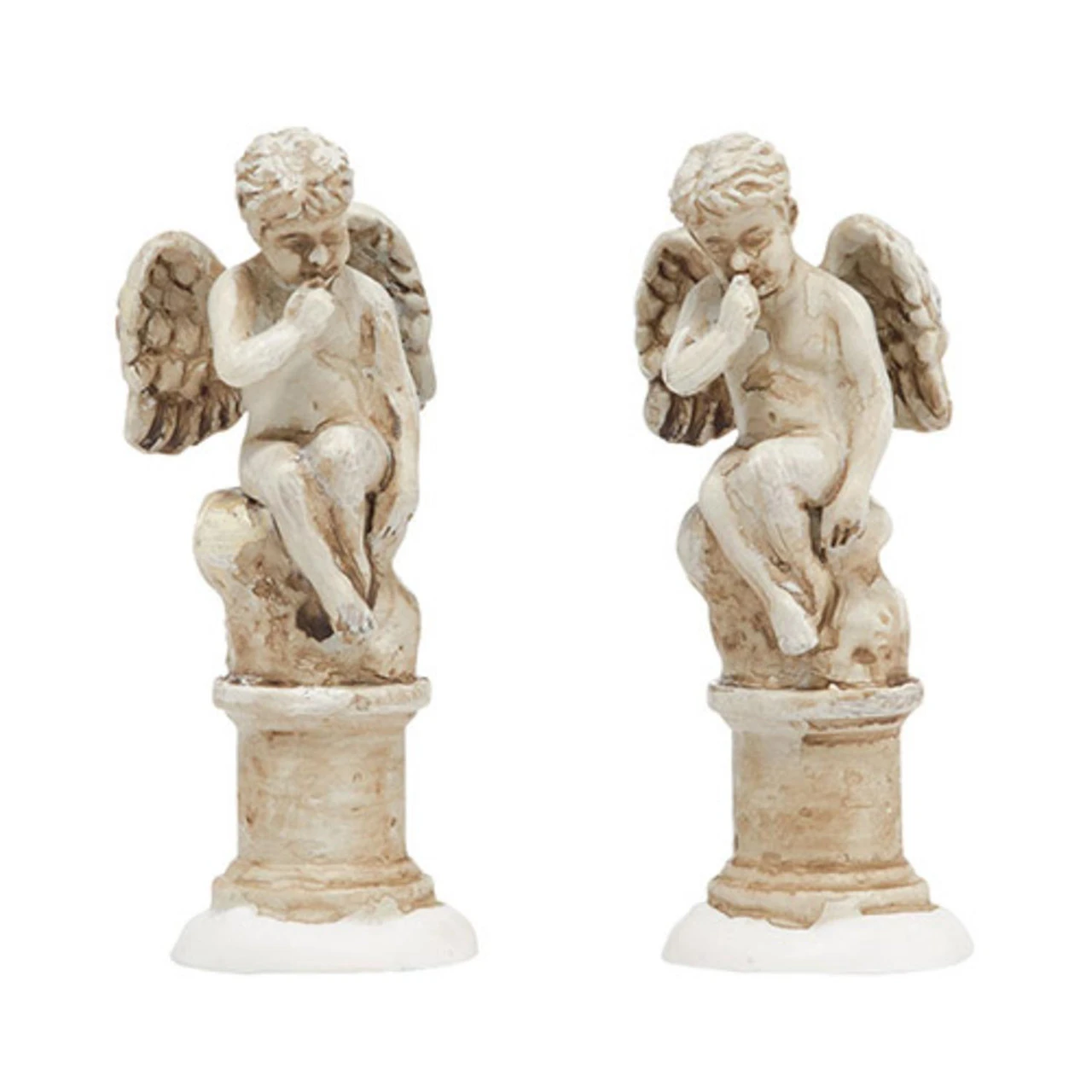 Department 56 Set Of 2 Ivory And White Distressed Cherub Figurines 2.25" 3 Department 56 Set Of 2 Ivory And White Distressed Cherub Figurines 2.25"