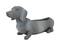 ESSCHERT DESIGN 19.5" Gray Solid Dachshund Figure Decorative Planter - 34256572