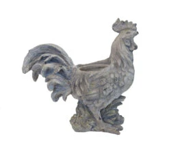 ESSCHERT DESIGN 17.5" Gray Solid Rooster Figure Decorative Planter