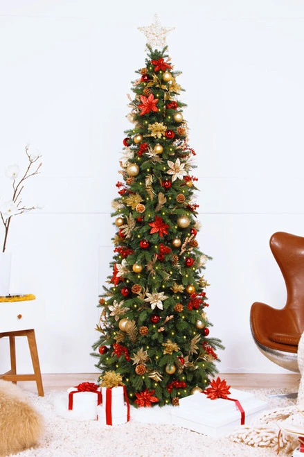 5.5' Pre-Lit Gold And Red Artificial Pine Christmas Tree – Clear LED Lights 6 5.5' Pre-Lit Gold And Red Artificial Pine Christmas Tree – Clear LED Lights - Image 4