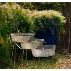 30" Silver Vintage Galvanized 3-Tiered Stacked Tubs Outdoor Garden Fountain 12 30" Silver Vintage Galvanized 3-Tiered Stacked Tubs Outdoor Garden Fountain -Ornaments Store dglit 1415202298 2 07600.1663861707