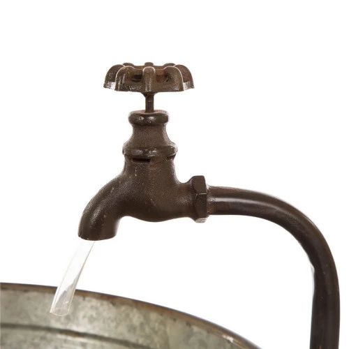 30" Silver Vintage Galvanized 3-Tiered Stacked Tubs Outdoor Garden Fountain 8 30" Silver Vintage Galvanized 3-Tiered Stacked Tubs Outdoor Garden Fountain - Image 6