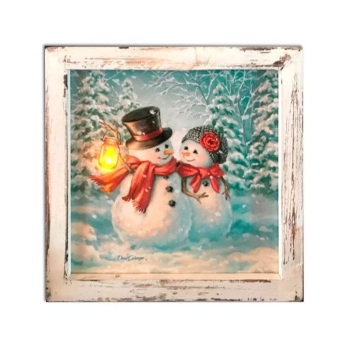 8" White And Aqua Blue LED Lighted Snowman Printed Square Christmas Shadow Box Decoration - 33817110 3 8" White And Aqua Blue LED Lighted Snowman Printed Square Christmas Shadow Box Decoration - 33817110