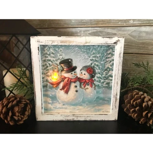 8" White And Aqua Blue LED Lighted Snowman Printed Square Christmas Shadow Box Decoration - 33817110 5 8" White And Aqua Blue LED Lighted Snowman Printed Square Christmas Shadow Box Decoration - 33817110 - Image 3