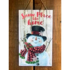 Christmas Central White And Red Snowman Printed Rectangular Christmas Wall Sign With Rope Hanger 10" X 6" -Ornaments Store dglow a1005 04 71469.1587645048