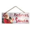 Christmas Central Red And White Santa Printed Rectangular Christmas Wall Sign With Rope Hanger 4" X 10" -Ornaments Store dglow a1006 1 06694.1587645048