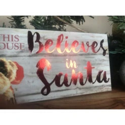 Christmas Central Red And White Santa Printed Rectangular Christmas Wall Sign With Rope Hanger 4" X 10" -Ornaments Store dglow a1006 2 90586.1587645048