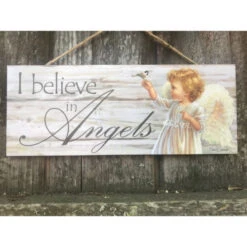 Christmas Central White And Gray Angel Printed Rectangular Wall Sign With Rope Hanger 4" X 10" -Ornaments Store dglow a1008 4 65397.1587644004
