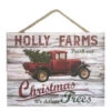 Christmas Central Cream White And Red Holly Farms Rectangular Sign With Rope Hanger 7" X 10" -Ornaments Store dglow a1011 1 62488.1587645048