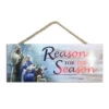 Christmas Central Red And Blue Reason For The Season Christmas Rectangular Sign With Rope Hanger 4" X 10" -Ornaments Store dglow a1012 1 43739.1587644198