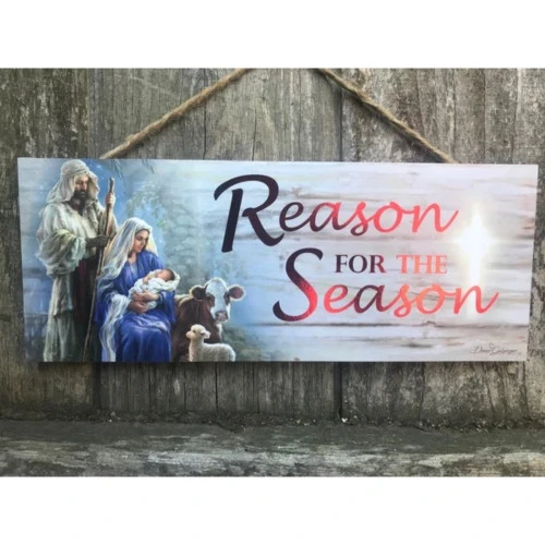 Christmas Central Red And Blue Reason For The Season Christmas Rectangular Sign With Rope Hanger 4" X 10" 5 Christmas Central Red And Blue Reason For The Season Christmas Rectangular Sign With Rope Hanger 4" X 10" - Image 3