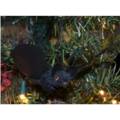 4.75" Bristle Brush Whimsical Handcrafted Black Bat With Sisal Loop