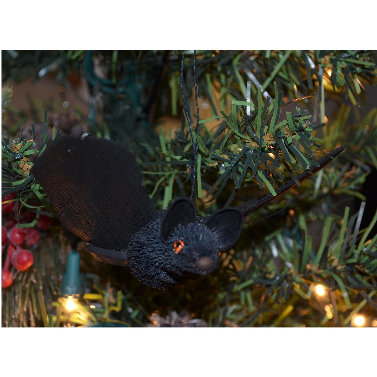 4.75" Bristle Brush Whimsical Handcrafted Black Bat With Sisal Loop 3 4.75" Bristle Brush Whimsical Handcrafted Black Bat With Sisal Loop