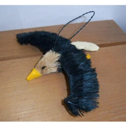 7.5” Blue And Brown Whimsical Bristle Brush Handcrafted Eagle Hanging Ornament - 33479719